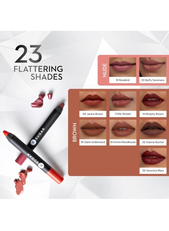 SUGAR Cosmetics Matte as Hell Crayon Lipsticks for Women | Lasts Up To 8+ Hours | Lip Crayon with Sharpener | 2.8gm - 36 Veronica Mars - Image 2